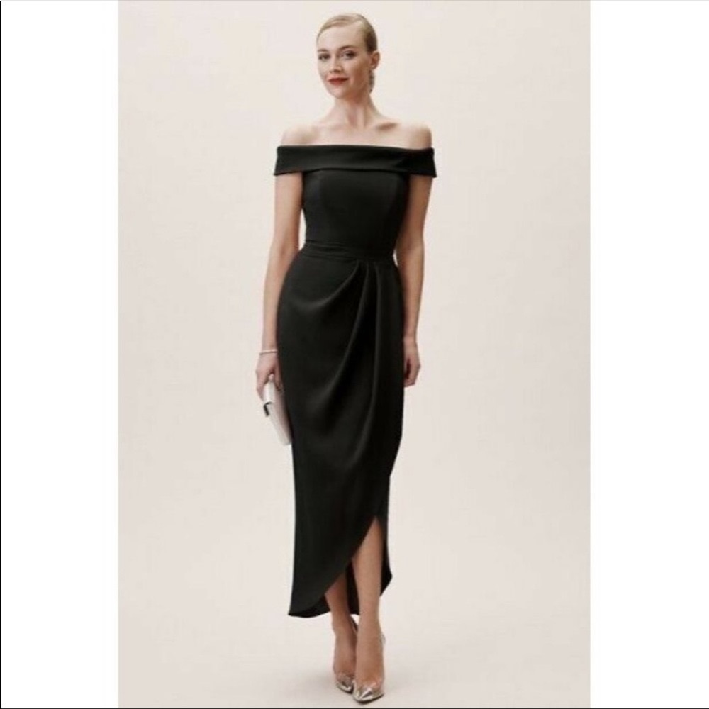 Black off shoulder BHLDN formal dress